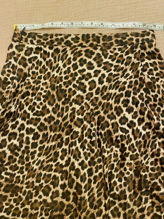 Zara Satin Leopard Asymmetrical Midi Skirt - Brown & Black - Picture 4 of 5